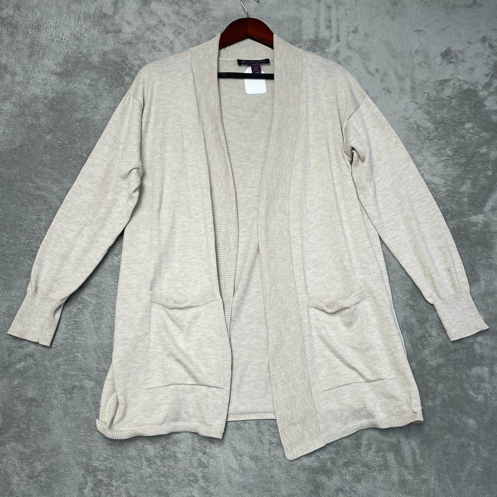 Gloria Vanderbilt Women's L Cardigan Beige Polyester Blend e1225
